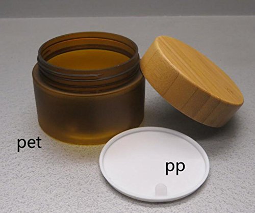 150ML 5oz Empty Amber PET Plastic Cosmetic Container Case with Natural Bamboo Cap Cream Lotion Box Ointments Bottle Food Bottle Makeup Pot Jar