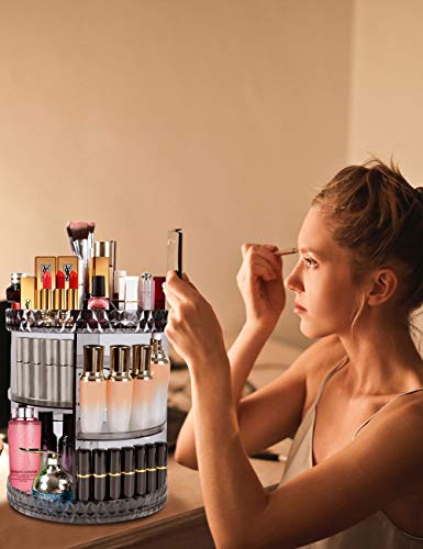 DreamGenius Makeup Organizer, 360° Rotating Adjustable Carousel Storage for Cosmetics, Toiletries, and More - Great for Vanity, Bathroom, Bedroom, Closet, Kitchen - Thumbnail 6