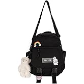 Eagerrich Cute Mini Backpack with Kawaii Cow Pendant, 10.5x9x5 inch, Black
