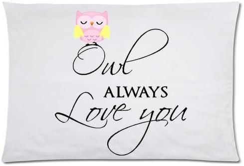 Cotton linen sofa decorative gift pillow, cushion for leaning on, owl always love you#2 20"x30 " pillowcase.(two side)