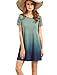 ROMWE Women's Tunic Swing T-Shirt Dress Short Sleeve Tie Dye Ombre Dress Green Large