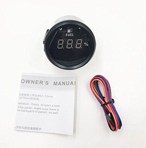 Samdo 52mm Digital Fuel Level Gauge Meter for Boat Car Motorcycle 0-190ohm Signal 12V/24V