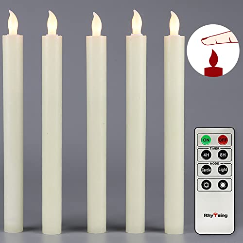 Rhytsing 10" Ivory Flameless Taper Candles with Timer, Battery Operated