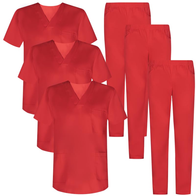 MISEMIYA - Pack * 3 Pcs - Uniforme Sanitario Unisex Uniformes Sanitarios MÉDICOS Conjuntos Sanitarios 3-817-8312-5XL, Rojo