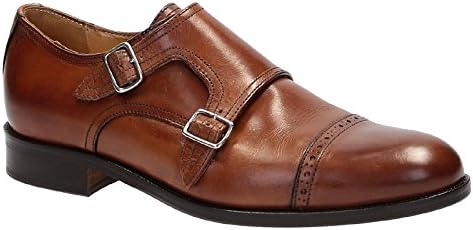 Handmade Double Monk Strap Dress Shoes in Brown Leather