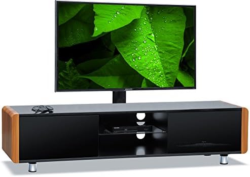 Centurion Supports CAPRI Gloss Black with Ash Sides Beam-Thru Remote Friendly 32"-65" Flat Screen TV Cabinet with Mounting Bracket