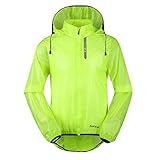 Santic Men's Cycling Rain Coat Jersey Bicycle Windproof Jacket Hooded Skin Coat Green 3X-Large