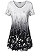 Lotusmile Shirts for Women, Womens V Neck Short Sleeve Ombre Printed A Line Knitting T Shirt Top XL Black