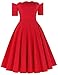 50s Style Red Christmas Dress Off Shoulder Bridal Showers Dress (Red, L)