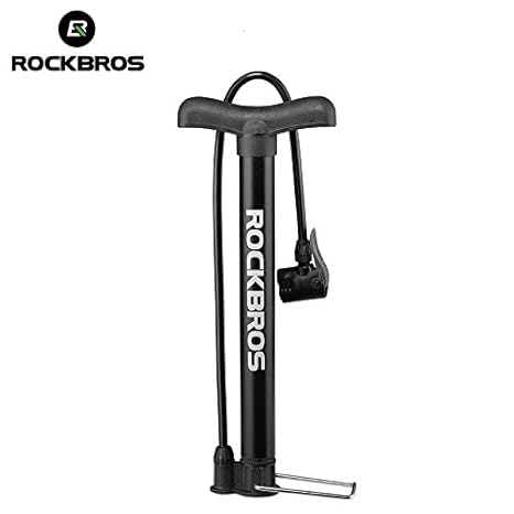 Rockbros Road Bike Tire Ball Inflator Pressure Gauge Air Pump (Black, Small)