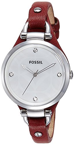 Fossil georgia three-hand leather watch - red es3416