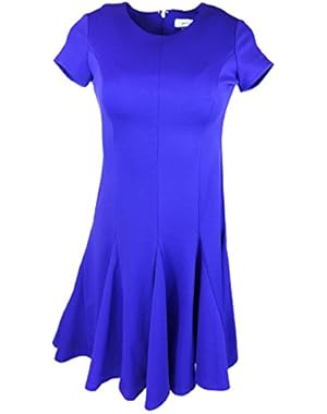 Calvin Klein Cap-Sleeve Fit Flare Dress Purple Byzantine 4P