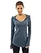 PattyBoutik Women Hoodie Curve Hem Tunic Top (Heather Blue Small)