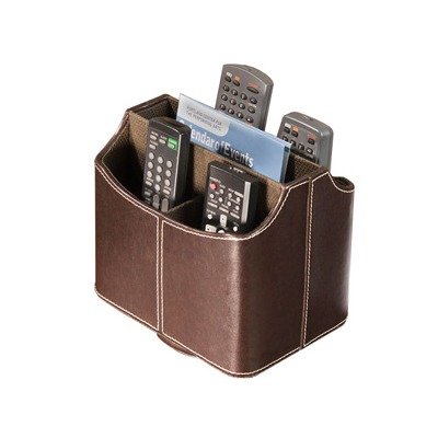 UPC 049412978101, Media Storage Faux Leather Spinning Remote Control Organizer - Brown