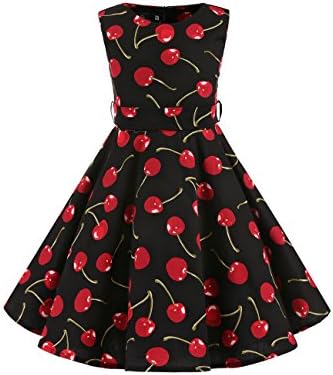 VKStar Children Vintage 50s Style Halter Sleeveless Audrey Hepburn Dress Girl 1950s Rockabilly Swing Dress