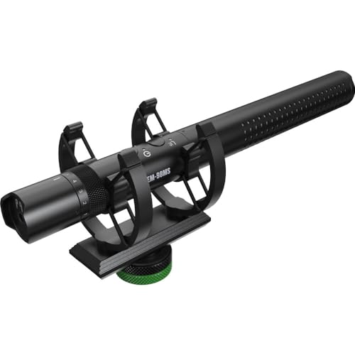 Mackie EM-98MS Professional USB Shotgun Microphone With Rechargeable Battery, Cold Shoe Shock Mount and Headphone Output
