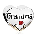 Silver Plated Pugster Heart Grandma Red Crystal Love Bead Fits Pandora Charm Bracelet