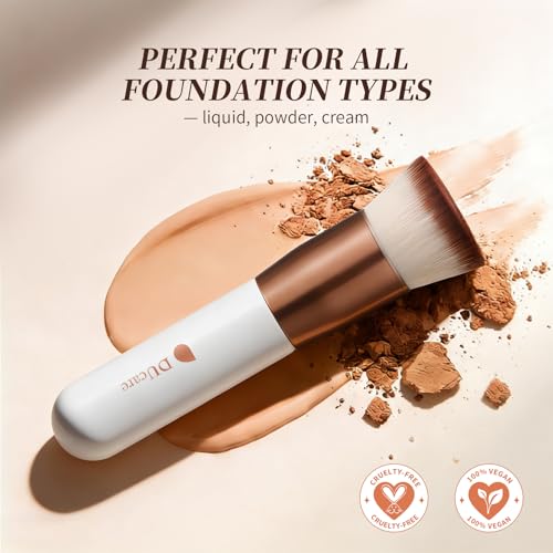 DUcare Foundation Brush Kabuki Make Up Brush Flat Top Makeup Brushes Perfect For Blending Liquid, Cream or Flawless Powder Cosmetics - Buffing, Stippling, Concealer