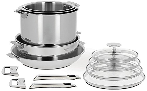 Click Here to See More Images Cristel Casteline 18/10 Stainless Steel 13 Piece Cookware Set with Removable Handles
