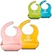 PandaEar Set of 2 Cute Silicone Bibs for Babies & Toddlers (10-72 Months) Waterproof, Soft, Unisex - Pink/Yellow