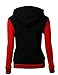 Women's Stylish Fabric Hoodie Baseball Jacket Overcoat BLACKRED Size M