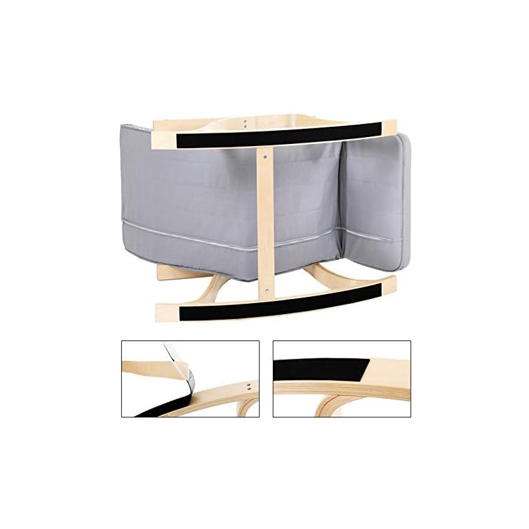 SONGMICS Mecedora, Sillón Tumbona, Madera de Abedul ,Reposapiernas