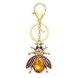 SENFAI Yellow Crystal Working Bee Circle Jewelry Charms Pendant Key Chain