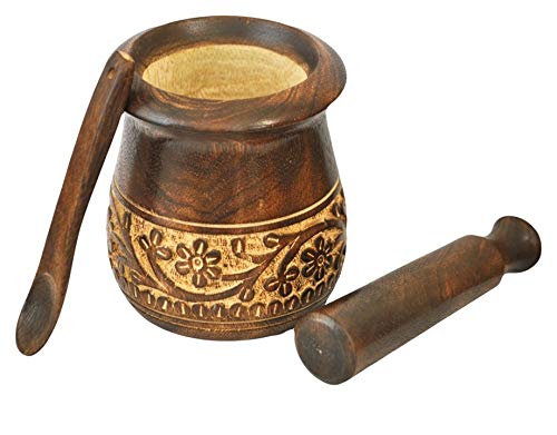Photo 1 of **MISSING PARTS**
Frescorr - Wooden Engraved Mortar for Kitchen/Herbs, Spices, Natural Mango Wood Engraved Design | Handmade Mortar - 3.5 inches (Mango Wood)