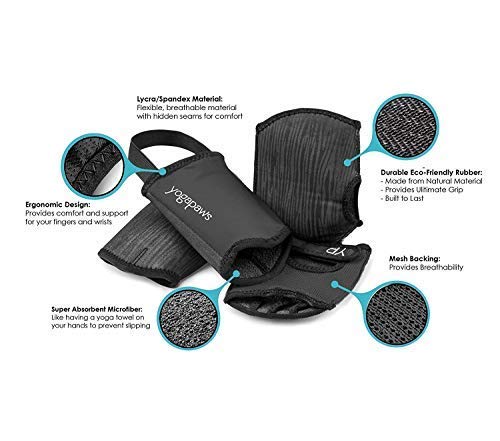 Yoga Paws Elite - Padded Yoga Gloves and Yoga Socks - Portable Travel Yoga Mats for Yoga, Pilates, and Fitness - Yoga Accessories For Women and Men, Classic Black, (Size #2) Women's Small / Regular - Thumbnail 2