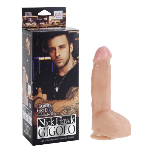 California Exotic Novelties Nick Hawk Gigolo Genuine Cast Dildo With Movable Balls, Ivory, 1.17 Pound image