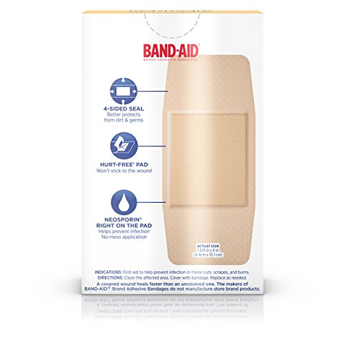 BandAid Brand Bandages with Neosporin Antibiotic Ointment, Extra Large