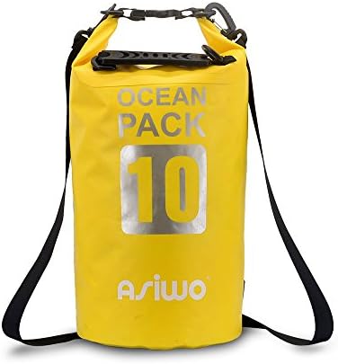Asiwo Dry bag,Waterproof bags,Roll Top Dry Compression Sack Keeps Gear Dry for kayaking,adventures,camping,boating,hiking,fishing,beach,swimming and rafting(Yellow, 10L)