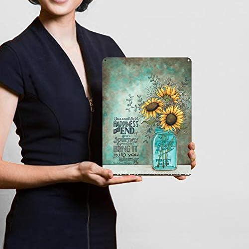 Sunflower tin wall sign decor, 12x8 inches, priced at $9.59 as of August 9, 2023.