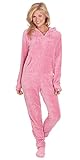 Hoodie Footie Footed Fleece Pajamas for Women - Pink