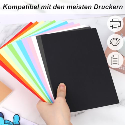 VGOODALL 100 Blatt Tonpapier, Farbigen Kopierpapier 12 Farben Bastelkarton TonPapier 13 x 18 cm für DIY Kunst Handwerk Drucken Skizzieren