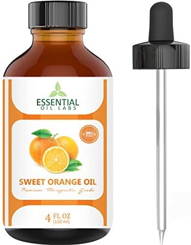 Sweet Orange Essential Oil – 100% Pure and Natural 4 Oz. with Glass Dropper - Therapeutic Grade - Uplift Your Mood - Wonderful Citrus Scent by Essential Oil Labs