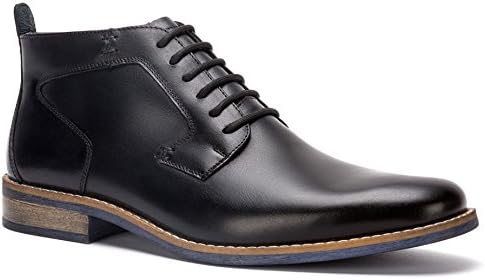 Black Leather Chukka Men's Ankle Boot Casual &amp; Formal Dress Shoes (10.5)