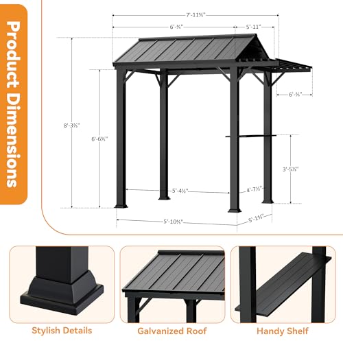 Covered Outdoor Nottingham Grill Gazebo Review: 6x8 Metal Hardtop with Shelves image 17