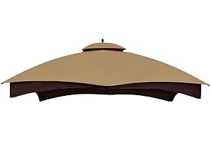 Hugline Outdoor Replacement Canopy Top Double Tier Gazebo Roof Cover for Lowe's Allen Roth 10x12 Gazebo #GF-12S004B-1 (Khaki)