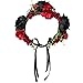 Valdler Vintage Dark and Dramatic Dead Roses Headband Spider Flower Crown for Festivals Party Black+Red