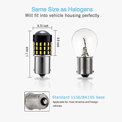 AUTOGINE 4 X 1000 Lumens Super Bright 9-30V 1156 1003 1141 7506 BA15S LED Bulbs 3014 54-EX Chipsets with Projector for Back Up Reverse Lights DRL Turn Signal Lights Tail Brake Lights, Xenon White - Thumbnail 4