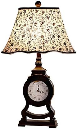 HOYSGS Alarm Clock Table Lamp Luxury Resin/Fabric Desk Light for Living Room Bedroom Bedside Lamp Indoor Decor