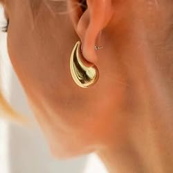 Teardrop Necklace Earrings Chunky Gold Hoop