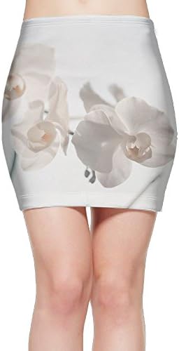 Lijixian Whit Flowers Women's Casual Stretchy Bodycon Sexy Slip-On Pencil Mini Skirt