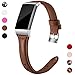 Hamile Slim Bands Compatible for Fitbit Charge 3, Genuine Leather Replacement Watch Band Wristband Strap for Fitbit Charge 3 and Charge 3 SE, Women, Small, Coffee Brown