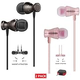 Earbuds Microphone,2 Pack in Ear Wired Earbud Headphones Noise Isolating Volume Control Workout Running Earphones Mic Case(Upgraded Ear Buds)