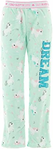 Em and Alfie Juniors Unicorn Dream Mint Coral Fleece Pajama Pants XL
