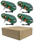 4 pcs Box Jumping Frog Retro Vintage Wind-up Metal tin Toy, Cool Crazy Gift kek Pepe
