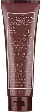 VMV Hypoallergenics Shave Cream No. 01 for Fine Beard, 4.06 Fluid Ounce