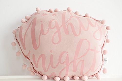 Nighty Night pillow handmade - pink, Polyester cluster fiber fill, cotton pillow, Kid's Room textile